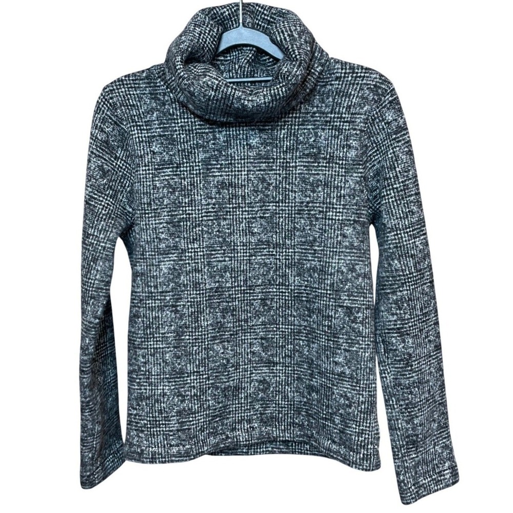 J. Crew Grey Plaid Cowl Neck Knit Pullover Sweater Top Women Small